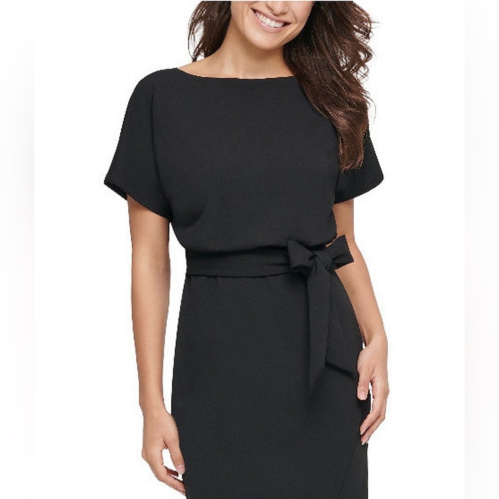 NWT Kensie Boat Neck Faux Wrap Blouson Dress - Size 10 - Picture 4 of 9